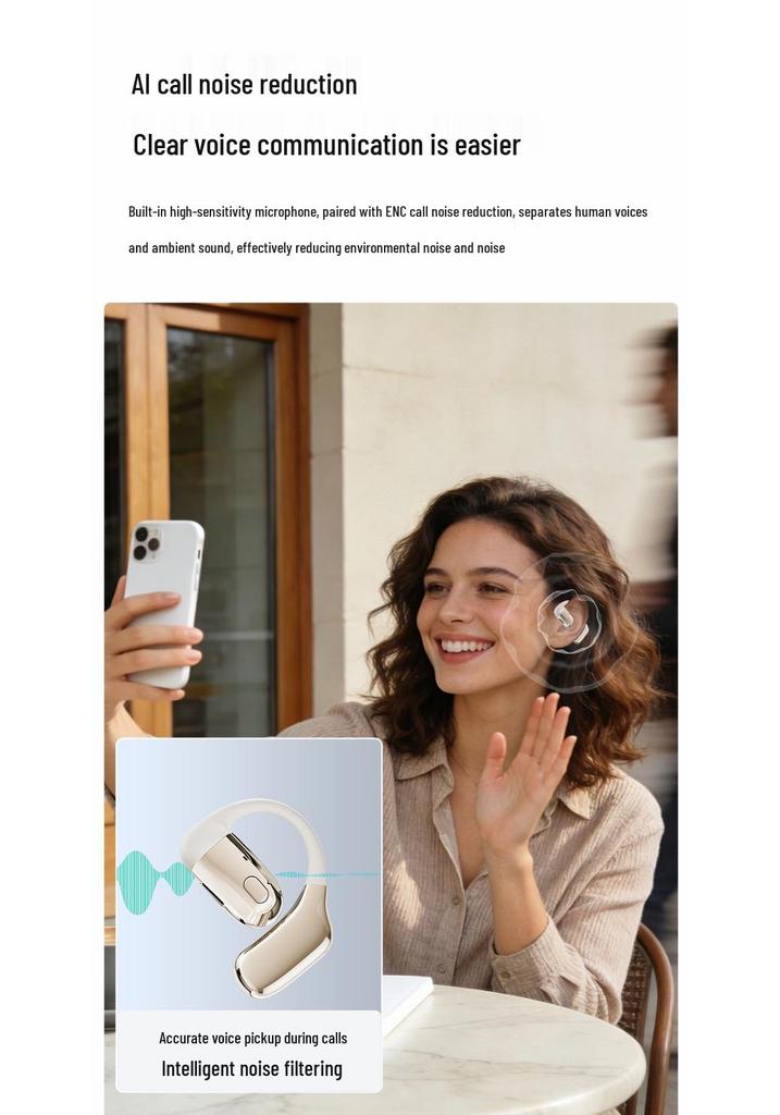 T30 Беспроводные Bluetooth Спортивные Наушники с Заушиной, Шумоподавлением, Длительным Сроком Работы от Батареи, Одноухий Дизайн