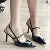 2024 New Summer Women's Sandals Fashion Narrow Strap Indoor Solid Color Stilettos Sexy Pointed Toe Dress Party High Heels 34-40
