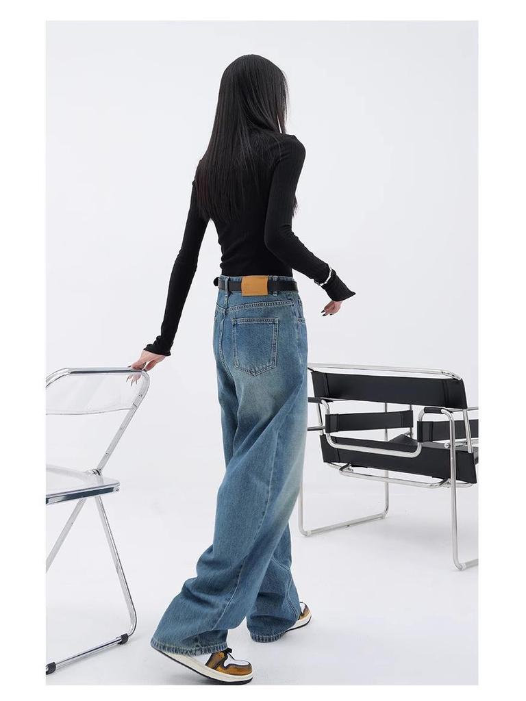 Женские джинсы с высокой талией, широкие, грушевидной формы — Большие размеры, утягивающие, летний свободный крой