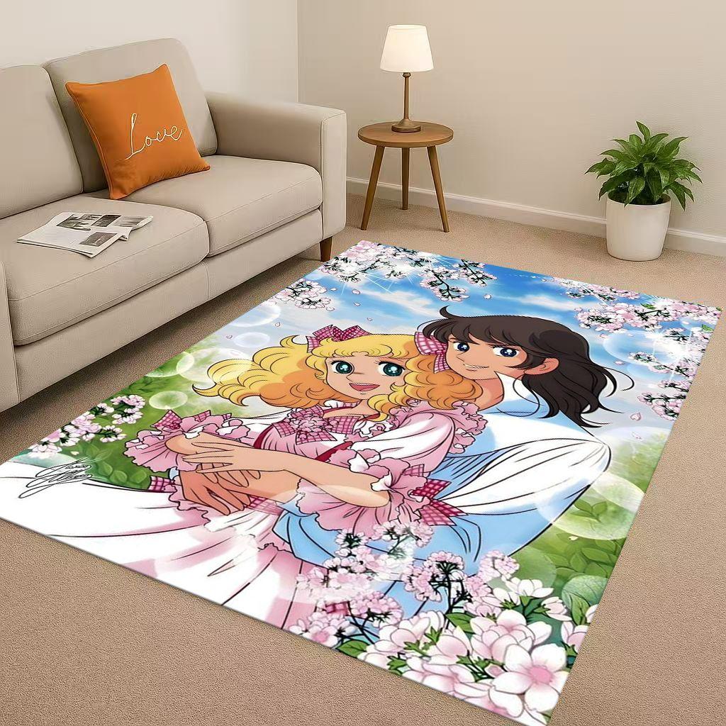 Retro Candy Candy Sweet Girl Cartoon Room Non-Slip Area Rug Soft Carpet for Bedroom Playroom Sofa,Easy Clean Home Decor Doormat