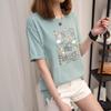2025 Summer Korean Short Sleeve T-shirts for Women Cute Cartoon Print Casual Loose T Shirt Harajuku Students Y2k Tops Streetwear