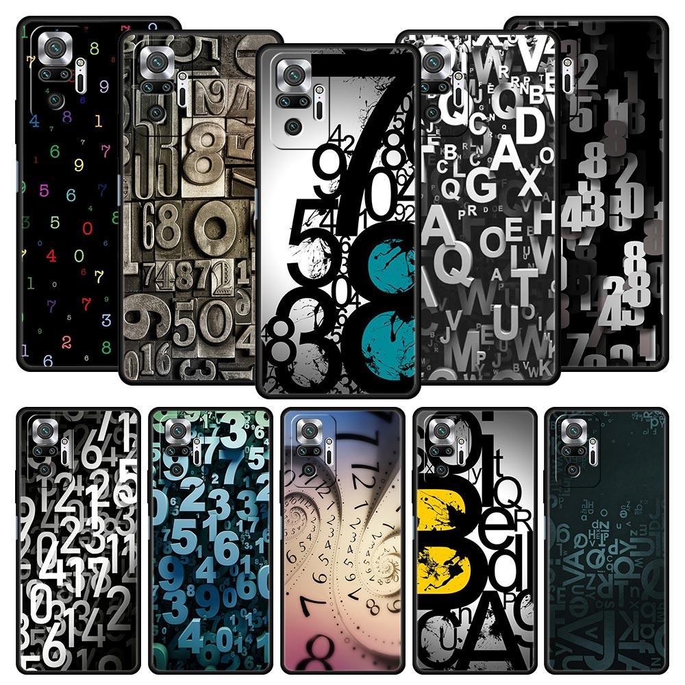 Number Pattern Phone Case Cover for Redmi 14C 10C Note 15 14 13 12 10 11 K40 Pro Plus 5G Soft TPU Shockproof Shell Fundas Capas