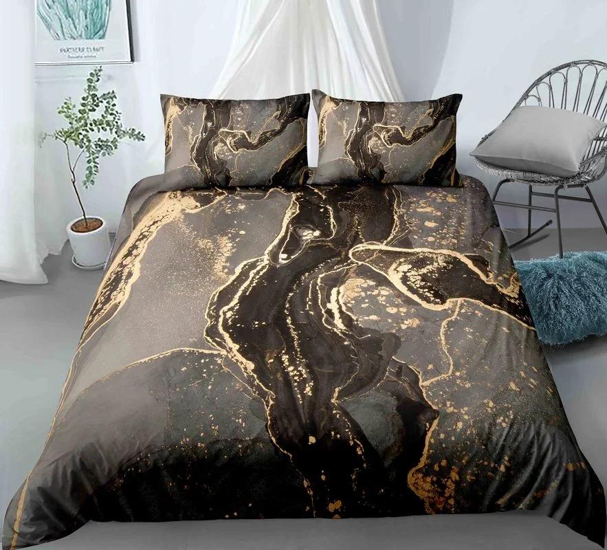 Пододеяльник Chic Marble Duvet Cover Microfiber Mint Gold Glitter Turquoise Комплект постельного белья Abstract Aqua Blue Quilt Cover Single Twin Full Size