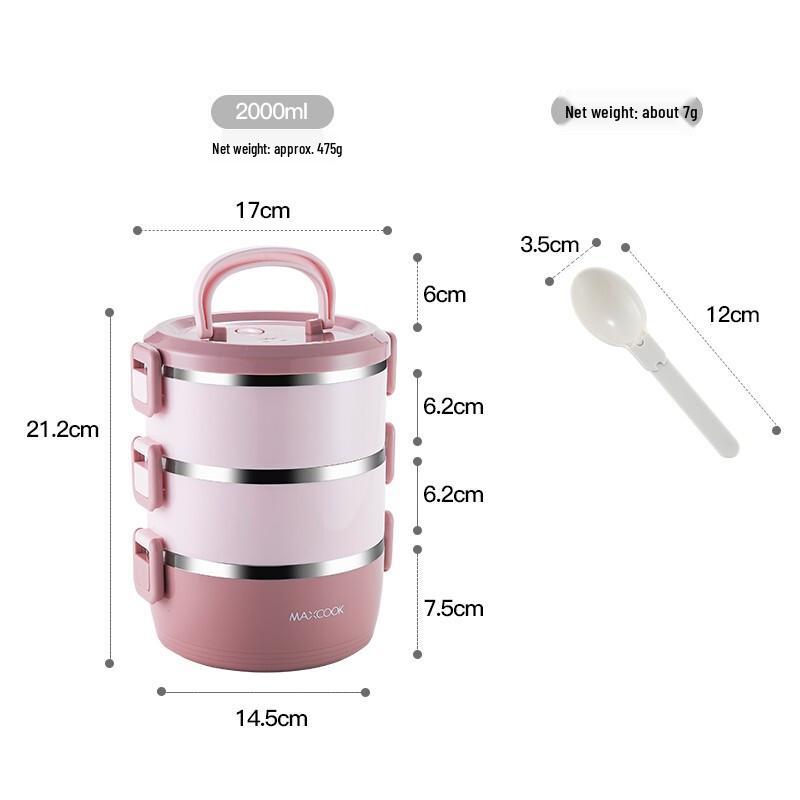 Maxcook 3-Tier Round Stainless Steel Lunch Box