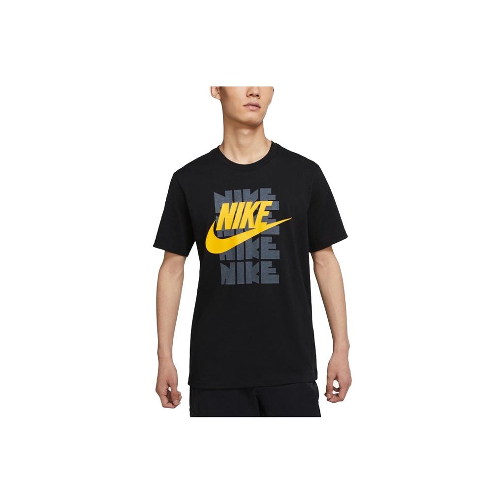 Nike Спортивная одежда, повседневная дышащая футболка с буквенным принтом и круглым вырезом, с коротким рукавом, мужские топы, черные DD3382-010