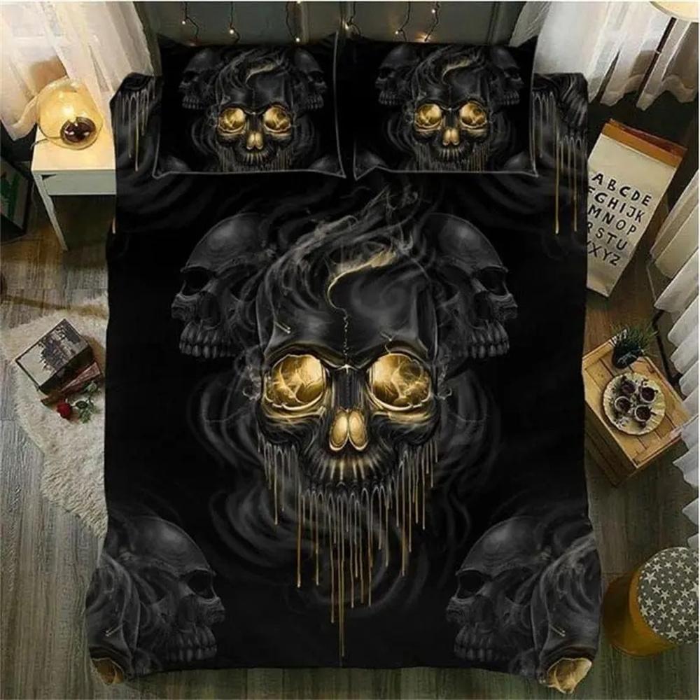 Комплект пододеяльника Skull Chevalier размера King, постельное белье с ужасным скелетом, покрывало на День мертвых, 2/3 предмета для мальчиков, мужчин, подарки