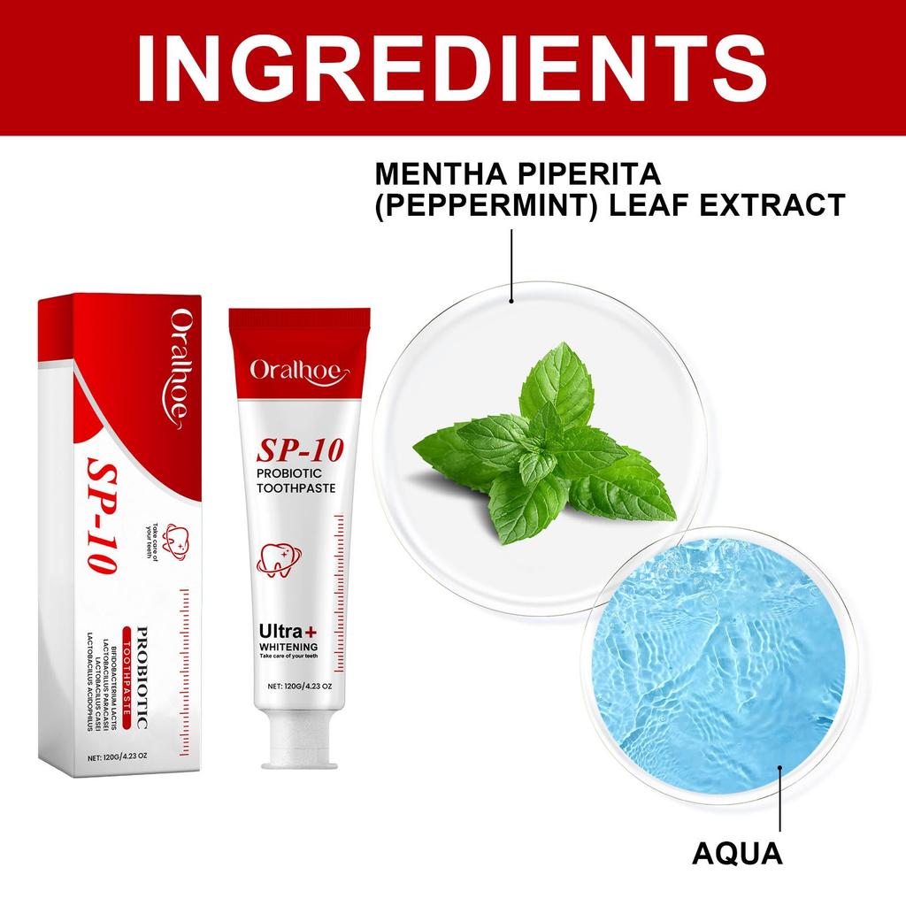 Oralhoe Probiotic Toothpaste Gently Cleans and Cares for Your Teeth To Reduce Stains for Long-lasting Oral Care.