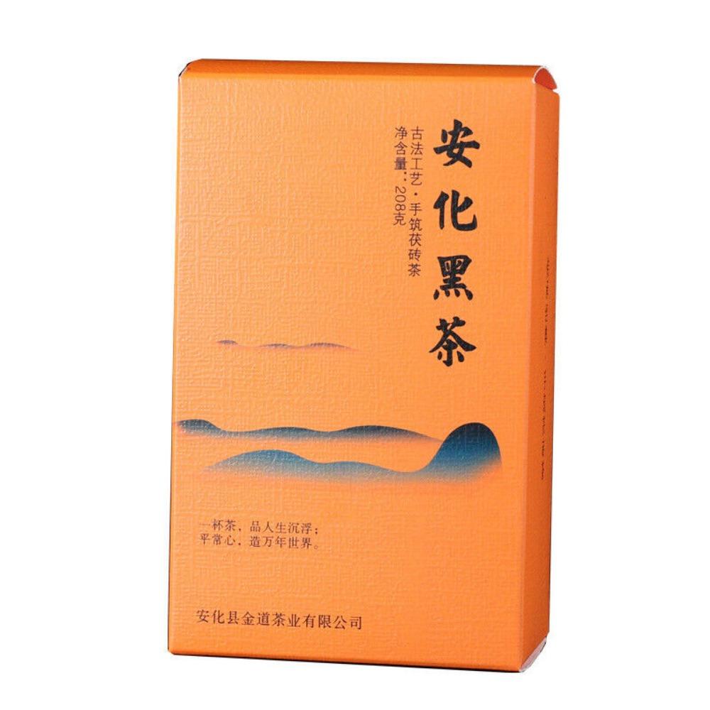 208g Hunan Anhua Black Tea Authentic Golden Flower Hand-built Por Brick Tea