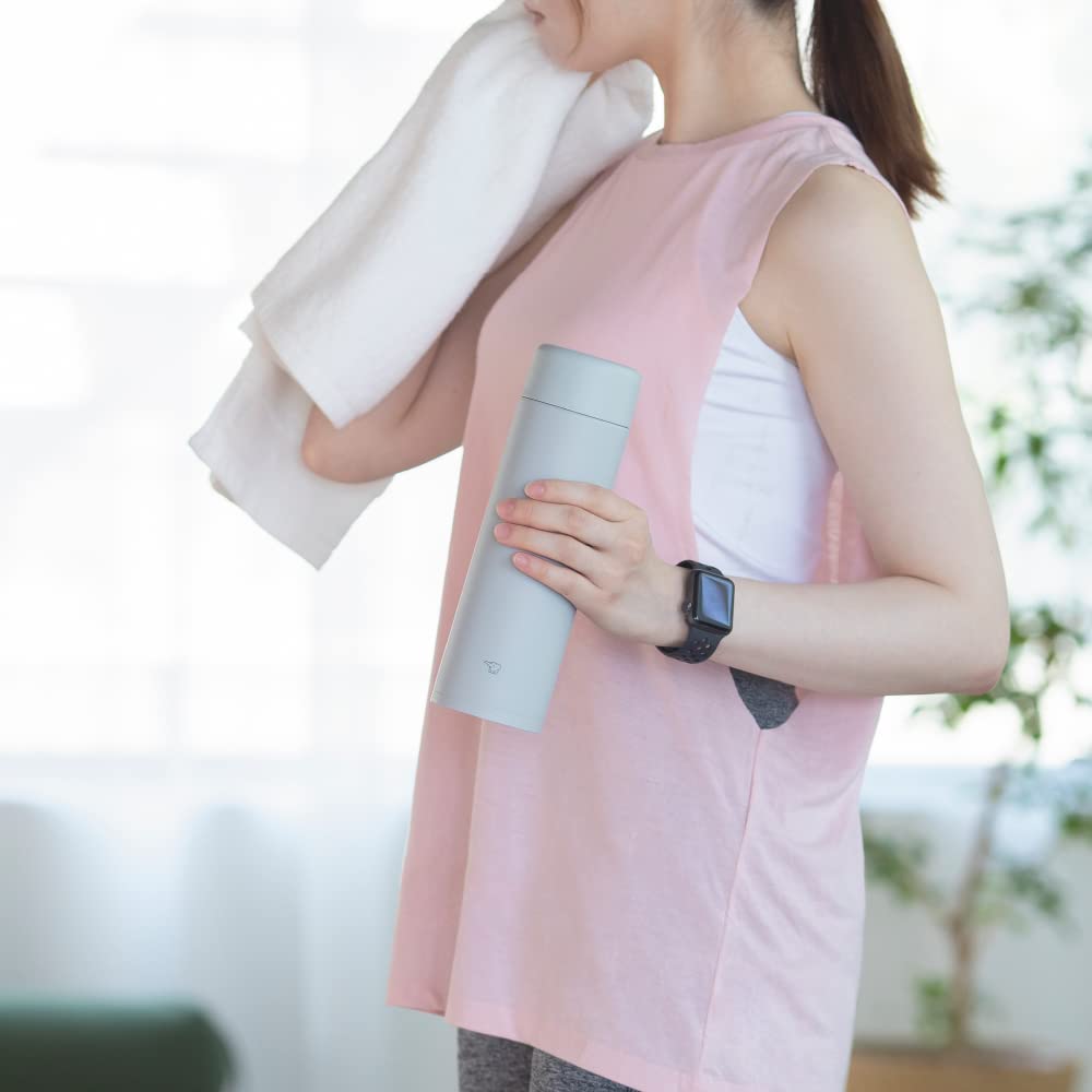 ZOJIRUSHI Water Бесшовная большая бледная интегрированная крышка из нержавеющей стали и простая в мытье всего 2 предмета Бутылка, крышка, емкость, 600 мл, винт, кружка, серо-коричневый,