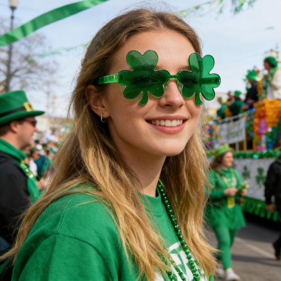 Очки на День Святого Патрика Блестящие Трилистник Бутылка Пива Очки для Глаз Зеленые Счастливые Ирландская Тема Фотобудка Реквизит для Домашней Вечеринки Подарки