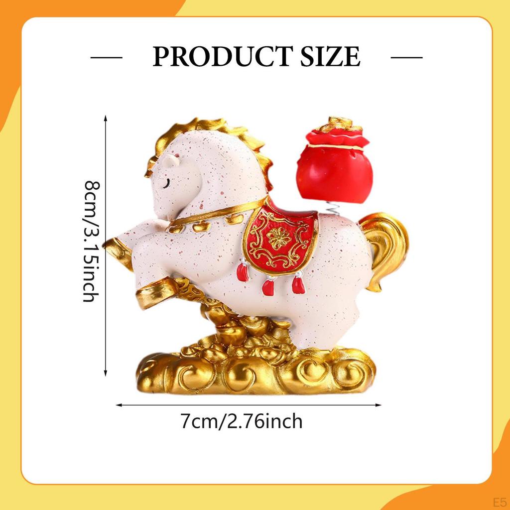 Фигурка лошади Китайский фэншуй Смола Подарок на новоселье Настольное украшение Скульптура животного