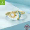 Opal Sun, Moon And Stars Open Ring, Japanese Niche Design Ring Jewelry Scr796
