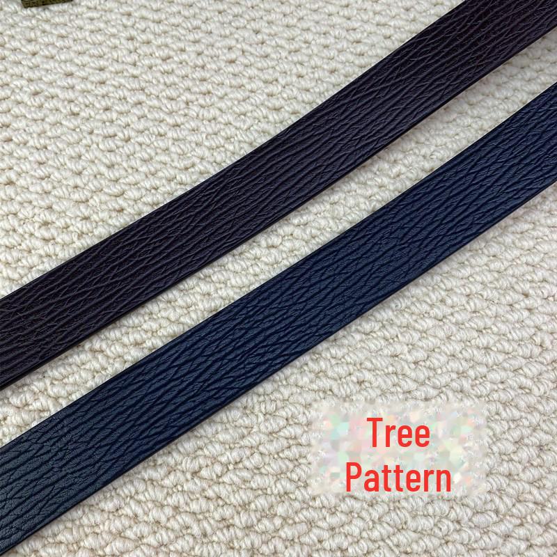 Men's Leather Automatic Buckle Belt with Headless, Buckleless Cowhide Strip and Vegetable-Tanned Card Slot