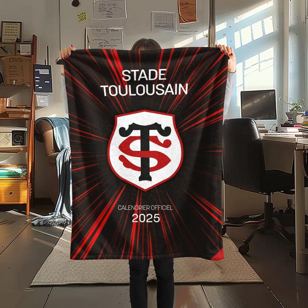 1PC Stade Toulousain Print Flannel Blanket, High quality Comfortable for All Seasons, Home Decor, Warmth and Comfort, Perfect for Christmas Gifts178