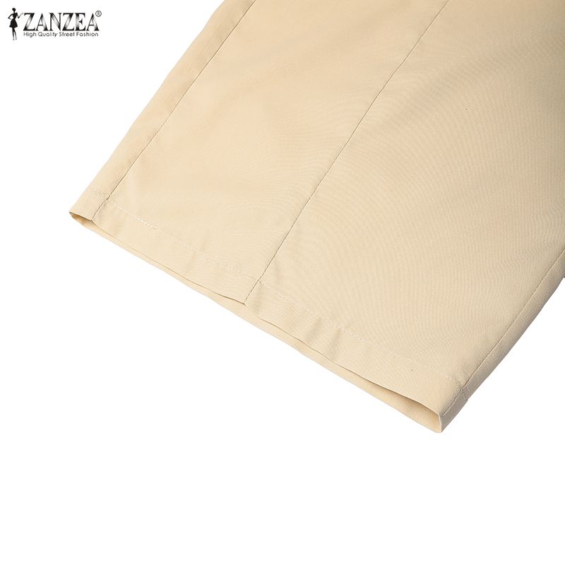 Casual Waist Women Zanzea Elastic Loose Straight Long Pants
