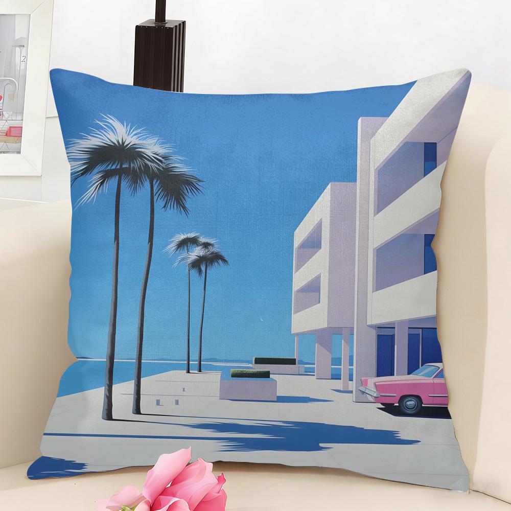 HHiroshi NNagai Cushion Cover Natural Linen Organic Fabric DoubleSided Printing Couch Pillow Covers Home Decor