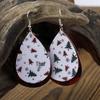 Red and Black Plaid Teardrop Christmas Tree PU Leather Earrings