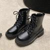 Женские ботинки 2025 Осень/Зима Новые Британский стиль Плюшевые Модные Толстая подошва Мотоциклетные ботинки Шнуровка Комфорт Молния Зимние ботинки