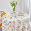Скатерть Сезонная Летняя Акварельный Цветочный Принт Круглая Водоотталкивающая Несминаемая Накладка на Стол Домашний Декор