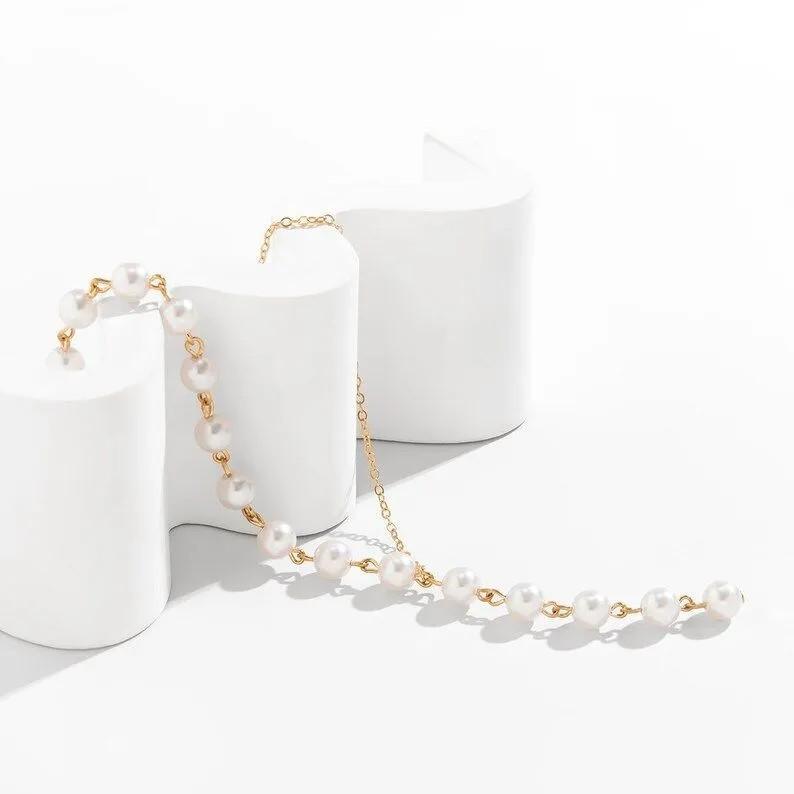 Асимметричное ожерелье из искусственного жемчуга Женское платье в форме буквы Y Соответствующие аксессуары