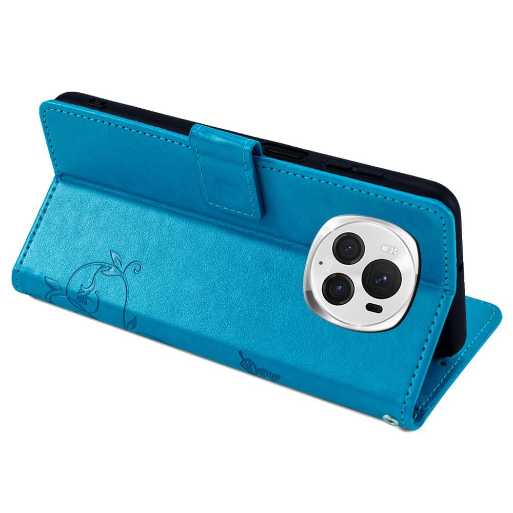 Для Honor Magic6 Pro 5G Чехол-кошелек с узором бабочки и цветка, подставка из ПУ кожи, чехол для телефона