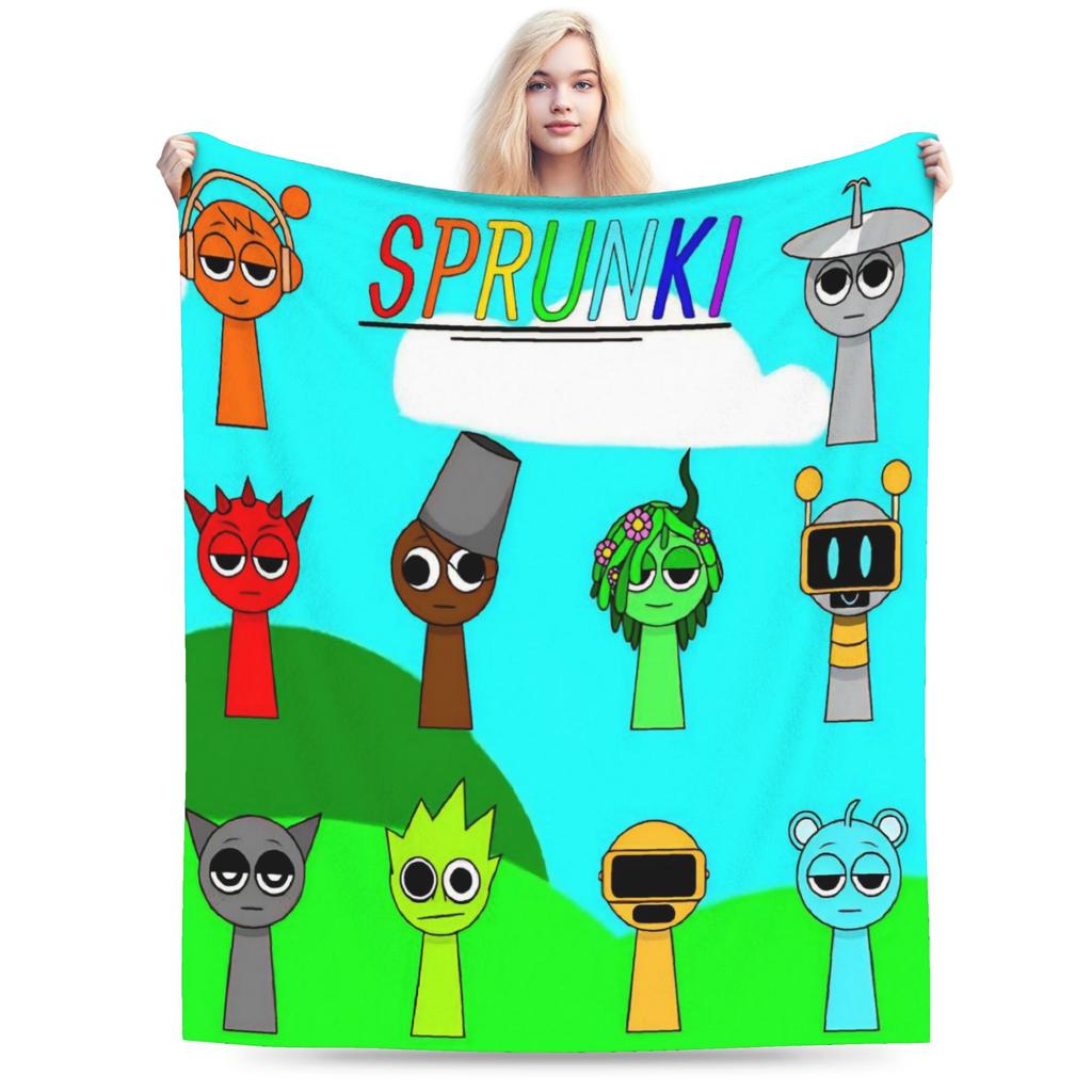 Sprunki Game Blankets Flannel Lightweight Thin Throw Blankets for Bedroom Sofa Bed Rug