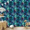 Wallpaper Ink turquoise and blue, fine detail 50x1000
