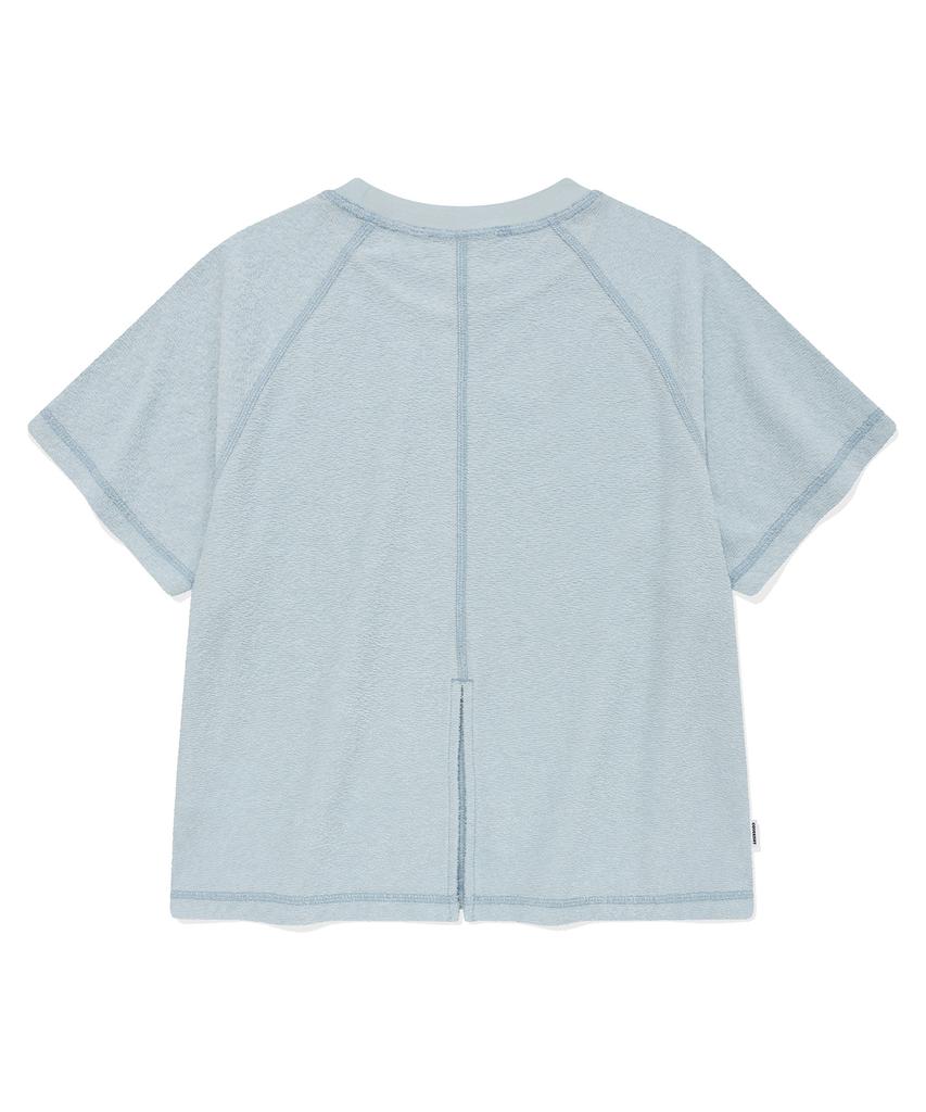 COVERNAT WOMAN Slit Terry T-Shirt Light Blue