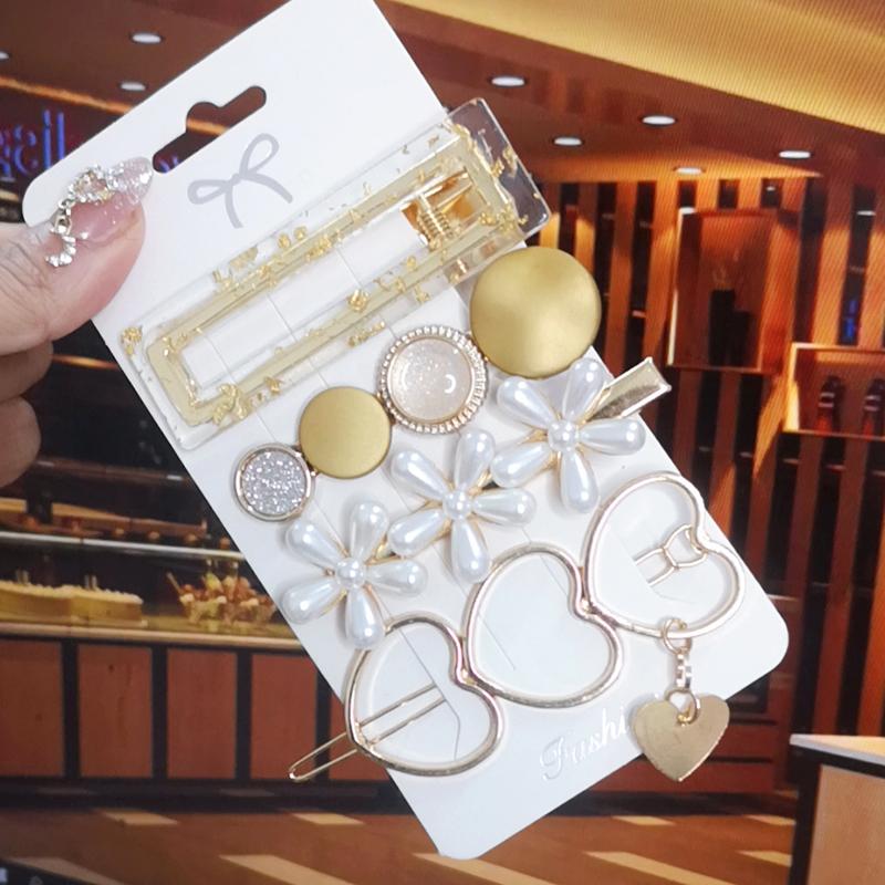 Корея Блестящий Кристалл Набор Заколок для Волос Модные Аксессуары для Волос Тренд для Женщин Девушка Жемчуг Стразы Заколка Боковая Заколка для Волос