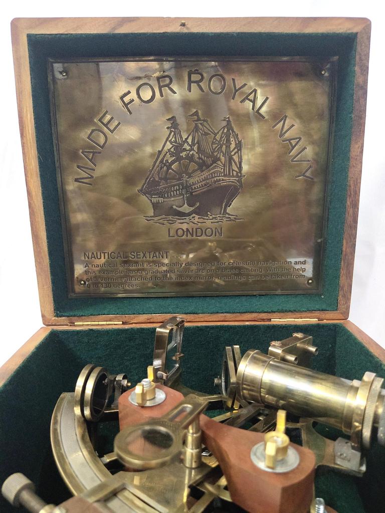 Морской секстант из старинной латуни, винтажная латунь, 20,32 см', морской секстант с коробкой из твердого дерева