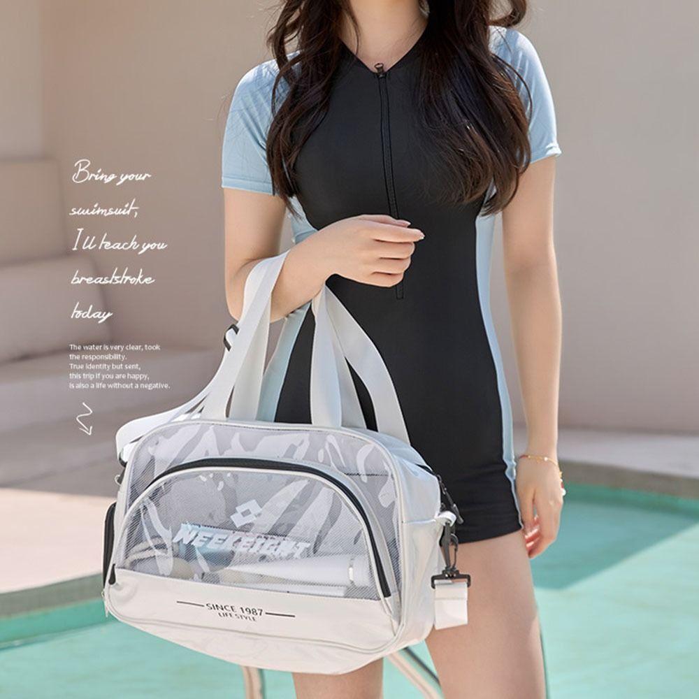 PVC Transparent Fitness Bag With Strap Beach Handbag Portable Clear Wash Bag Swmming