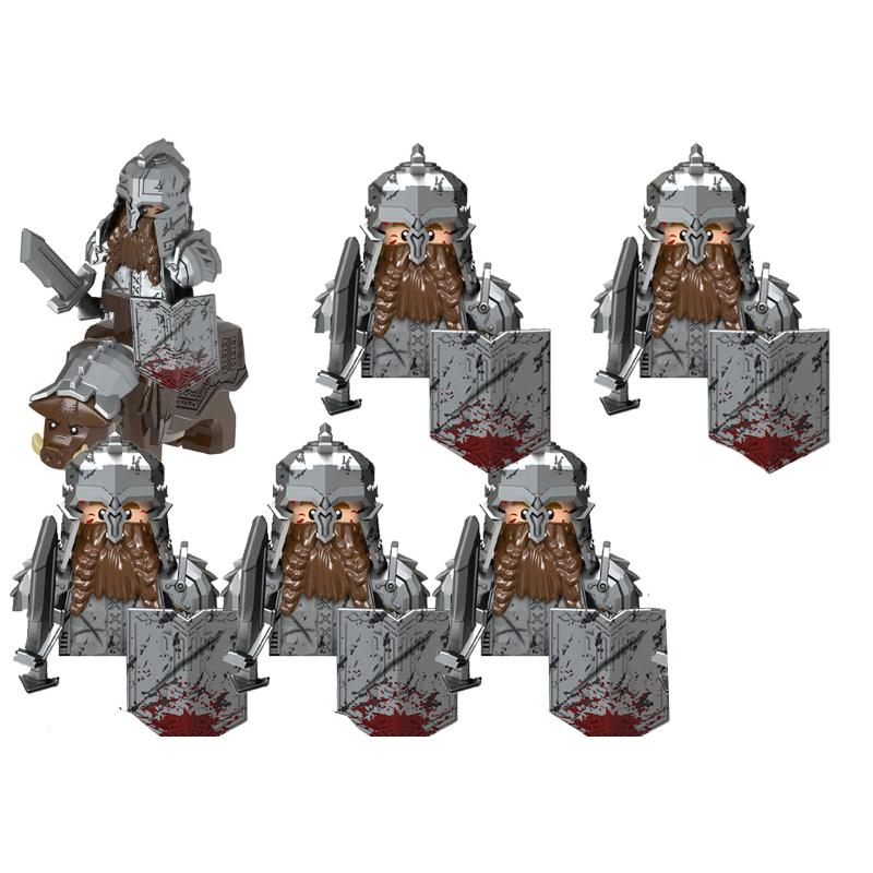 MOC Medieval Military Building Blocks Elven Warrior Orc Rohan Gondor Knight Character Set Animal Army Weapon Bow Crossbow Toy