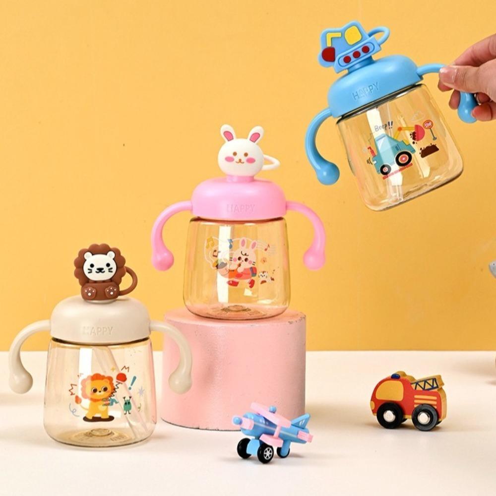 with Straw Baby Feeding Bottle 350ml Toddler Milk Cup Cute Baby Drinking Cup Baby