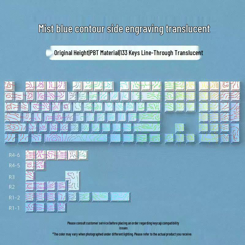 Contour 4.0 Градиентный Набор Колпачков для Клавиш PBT с Гравировкой Черная Ежевика Лаванда для Механических Клавиатур с Магнитными Переключателями