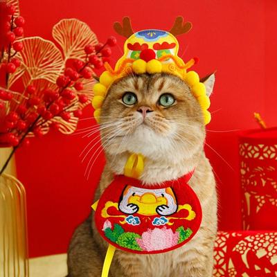 Новогоднее украшение для питомца Милый Кот Вышивка Полотенце Слюнявчик Стильный Удобный Водяной Шарф для Питомца Мультяшный Регулируемый Ошейник для Котенка