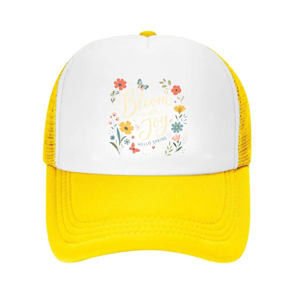Spring Wildflower Botanical Quote De Mesh Baseball Cap Casual Hat Outdoor For Womens Unisex FeUnisex