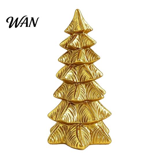 High Grade Holiday Decorations Golden Christmas Tree Ornament for Tabletop Decor, Modern Resin Xmas Chic Shop Window Displays Figurine, Table