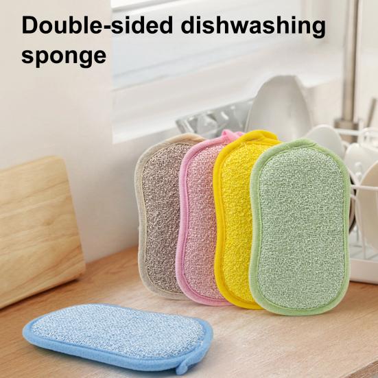 Набор из 5 губок для мытья посуды Сильная дезактивация Быстрая очистка Сетчатая поверхность Губка для чистки Кухонный инструмент для уборки