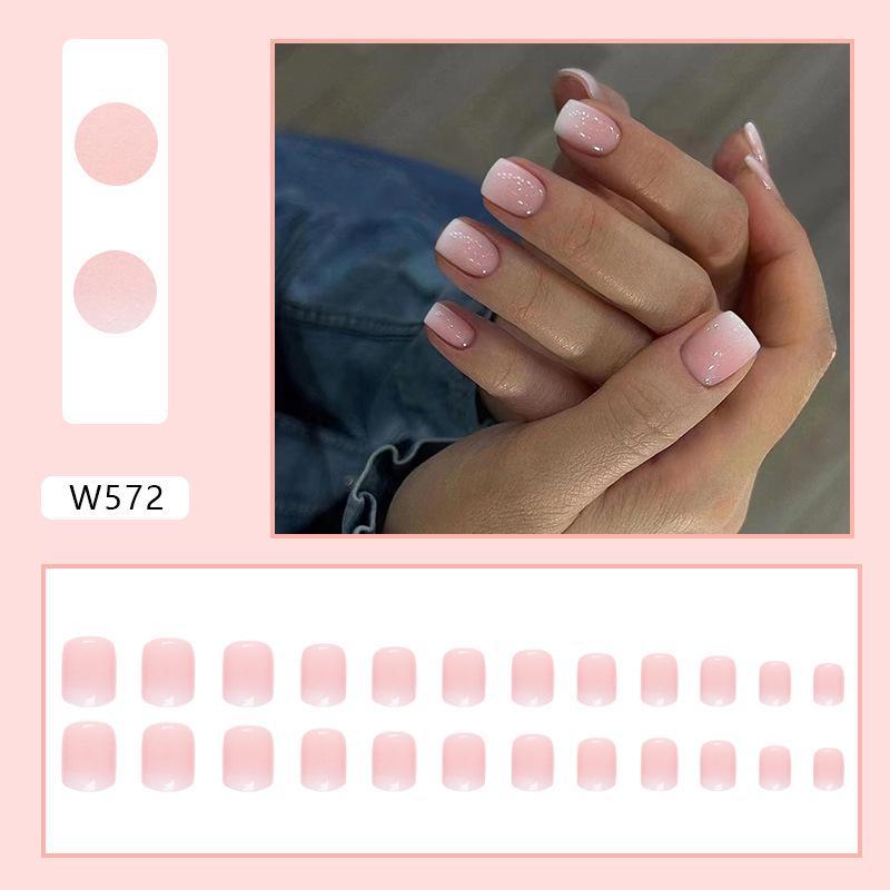 Pure Desire Pink French White Edge носимые накладные ногти