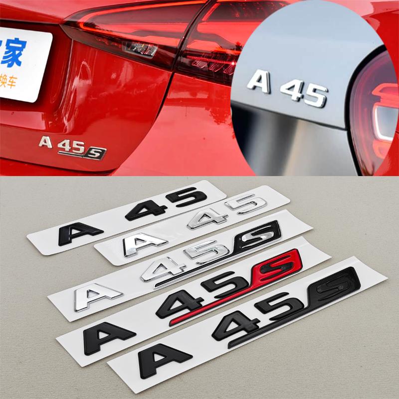 3D ABS Chrome Car Letters Logo A45 A45 S TURBO 4MATIC Stickers Rear Trunk Emblem Badge For Mercedes Benz AMG A45 A45S W177 W176 BC2