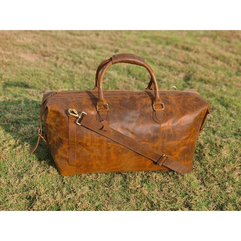 Leather Duffel Bag Men Leather Weekender Overnight Bag Leather Gym Bags Holdall Weekend Bag Travel Bag for Men Vacation Christmas Duffle Bag