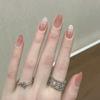 Cat's eye gradual change simple red brown polka dot temperament almond nail fashion ins wind removable wearing armor 30 pieces