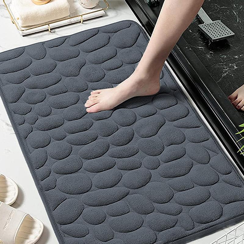 Home Cobblestone Embossed Door Carpet Door Mat Bathroom Simple Wind Absorbent Foot Mat Bathroom Non-Slip Mat Floor Mat