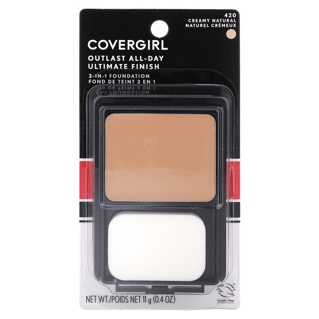 Covergirl Outlast All-Day Ultimate Finish, 3 In-1 Foundation, 420 Creamy Natural, 0.4 Oz (11 G)