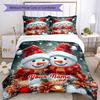 3PC Custom Name Christmas Snowmen Bedding Set Printed Bedding Set Duvet Cover Closure Includes 1 Duvet Cover & 2 Pillowcases for All Seasons Bedroom