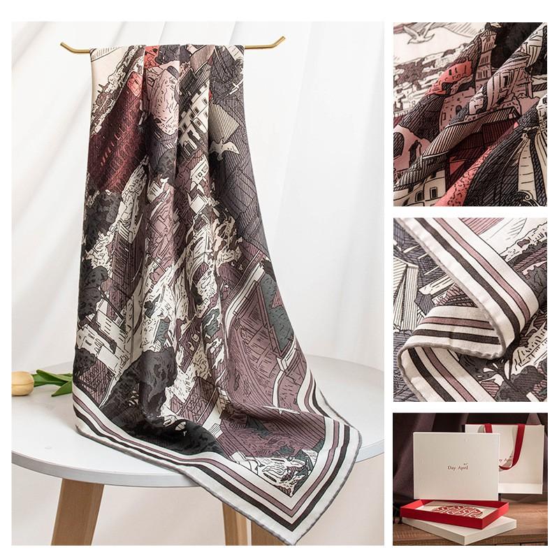 Double-sided Printed Silk Wool Scarf Elegant Commuter Versatile Fashion Coat