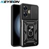 KEYSION Shockproof Case for Realme C55 C53 Push Pull Camera Protection Ring Stand Phone Back Cover for OPPO Realme Narzo N55 N53