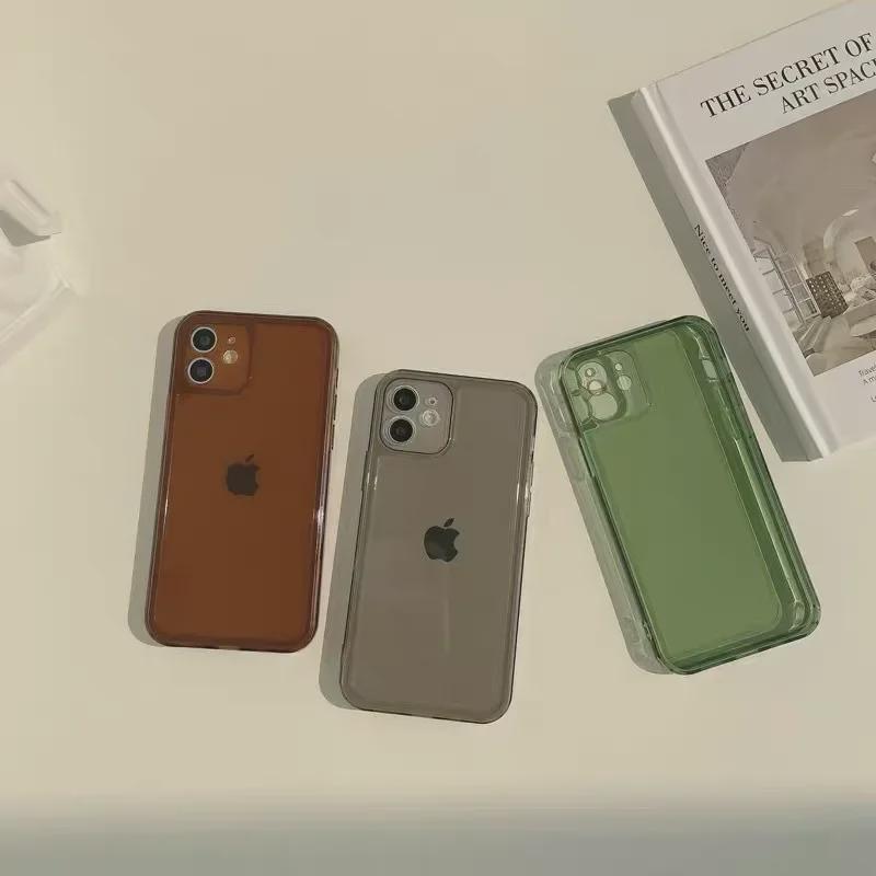 Прозрачный простой однотонный чехол для iPhone 15 Pro Max, Apple 12, 14, XS - в японском и корейском стиле