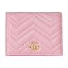 Кошелек женский Gucci Marmont с стеганым V-логотипом, золотая фурнитура, кожа наппа, маленький, светло-розовый 466492-AAGJE-5825