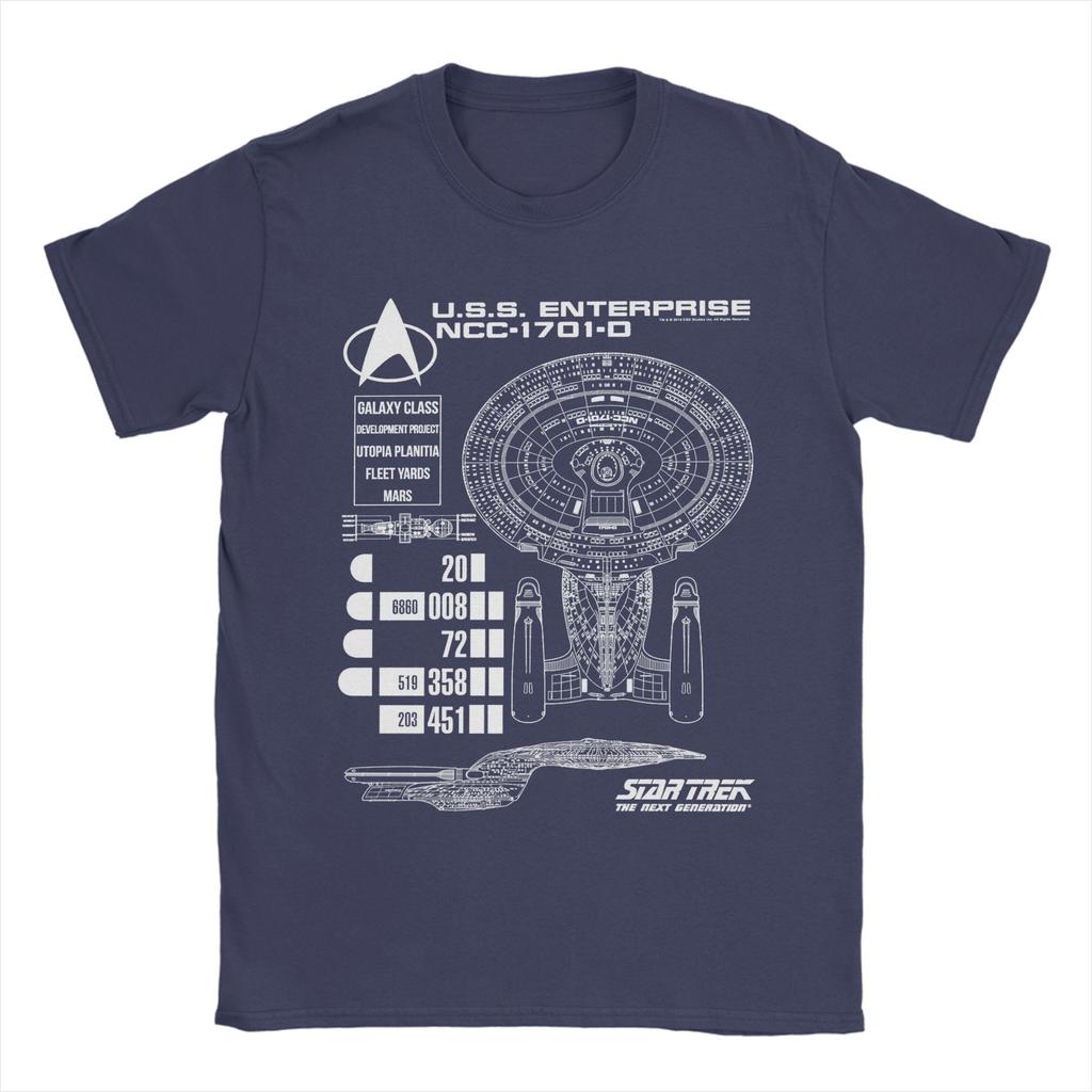 Stars Treks Next Generation USS Enterprise Schematics T Shirts Mens Pure Cotton TShirts Tee Shirt Short Sleeve Plus Size